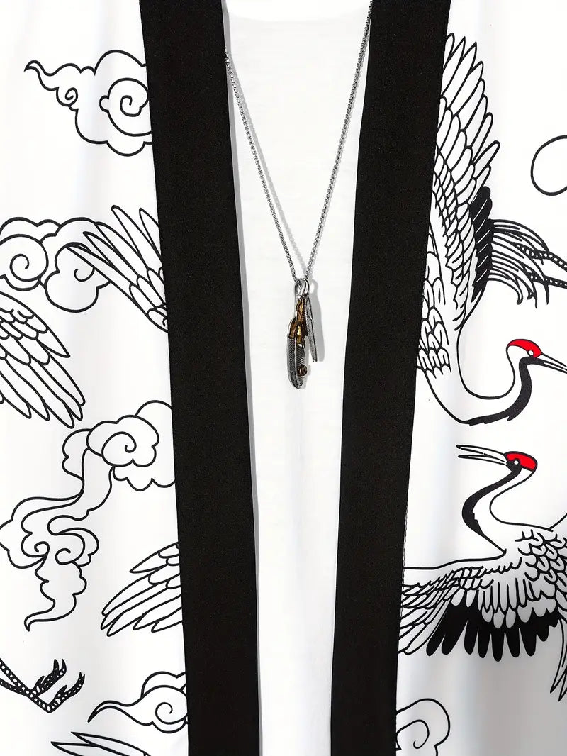 Aki | Men’s Lightweight Kimono Cardigan with Asymmetric Neck and 3/4 Sleeve