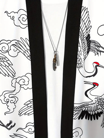 Aki | Men’s Lightweight Kimono Cardigan with Asymmetric Neck and 3/4 Sleeve