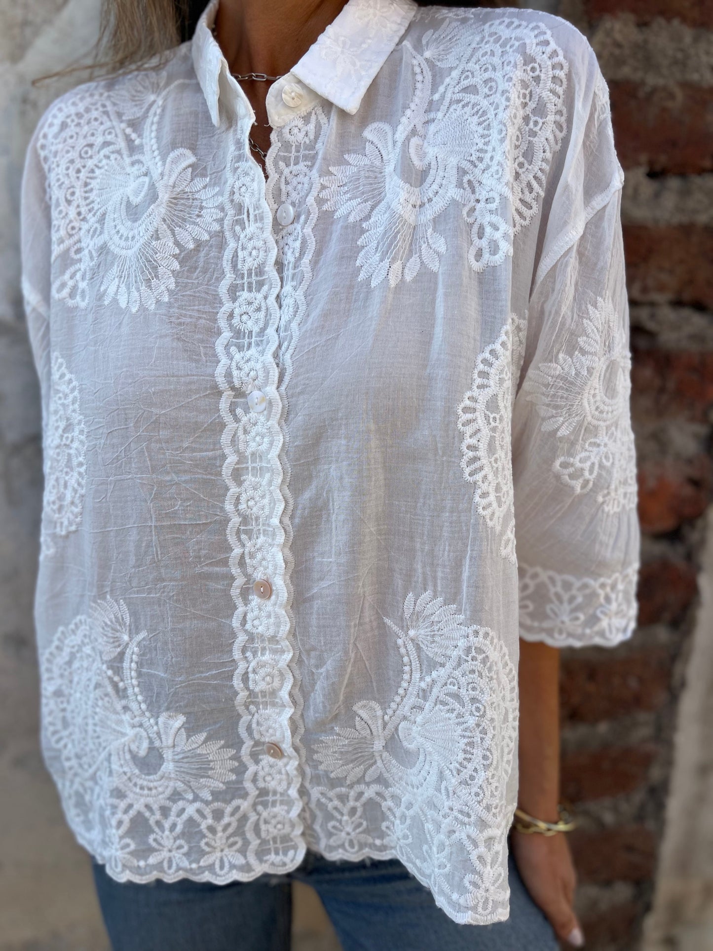 Laura | Women's Longline Embroidered Long-Sleeve Cardigan