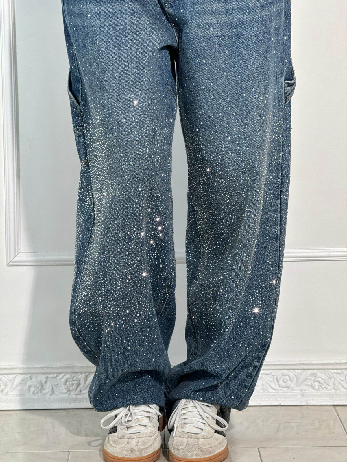 Women's Shiny Carpenter-Style Denim Jeans