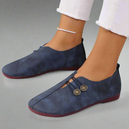 Kreszentia | Women's Cushioned Lace-Up Cozy Button Slip-On Shoes