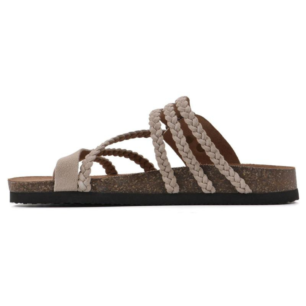 Women's Cushioned Open-Toe Hayleigh Cork Braided Sandals