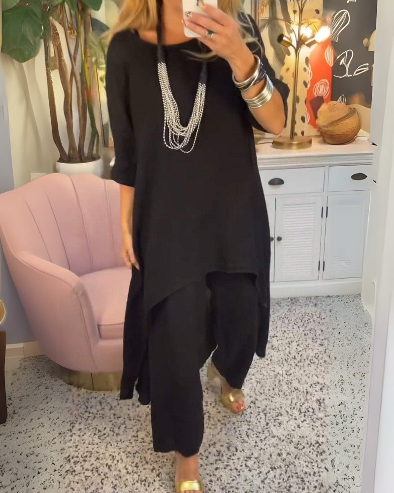 Marila | Women's Two Piece Set with Round Neck and Long Sleeve