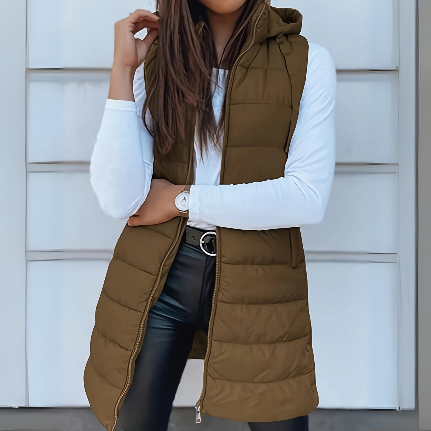 Romy | Women's Casual Sleeveless Hood Long Puffer Vest