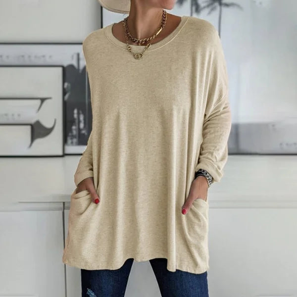 Aelira | Women's Longline Relaxed Long Sleeve Top