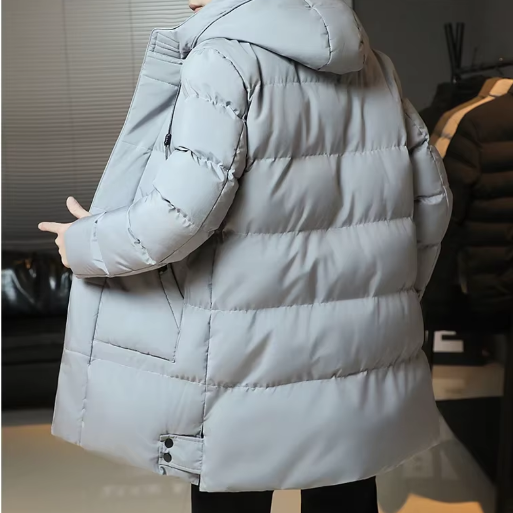 Men's Elegant Long Winter Jacket with Long Sleeve