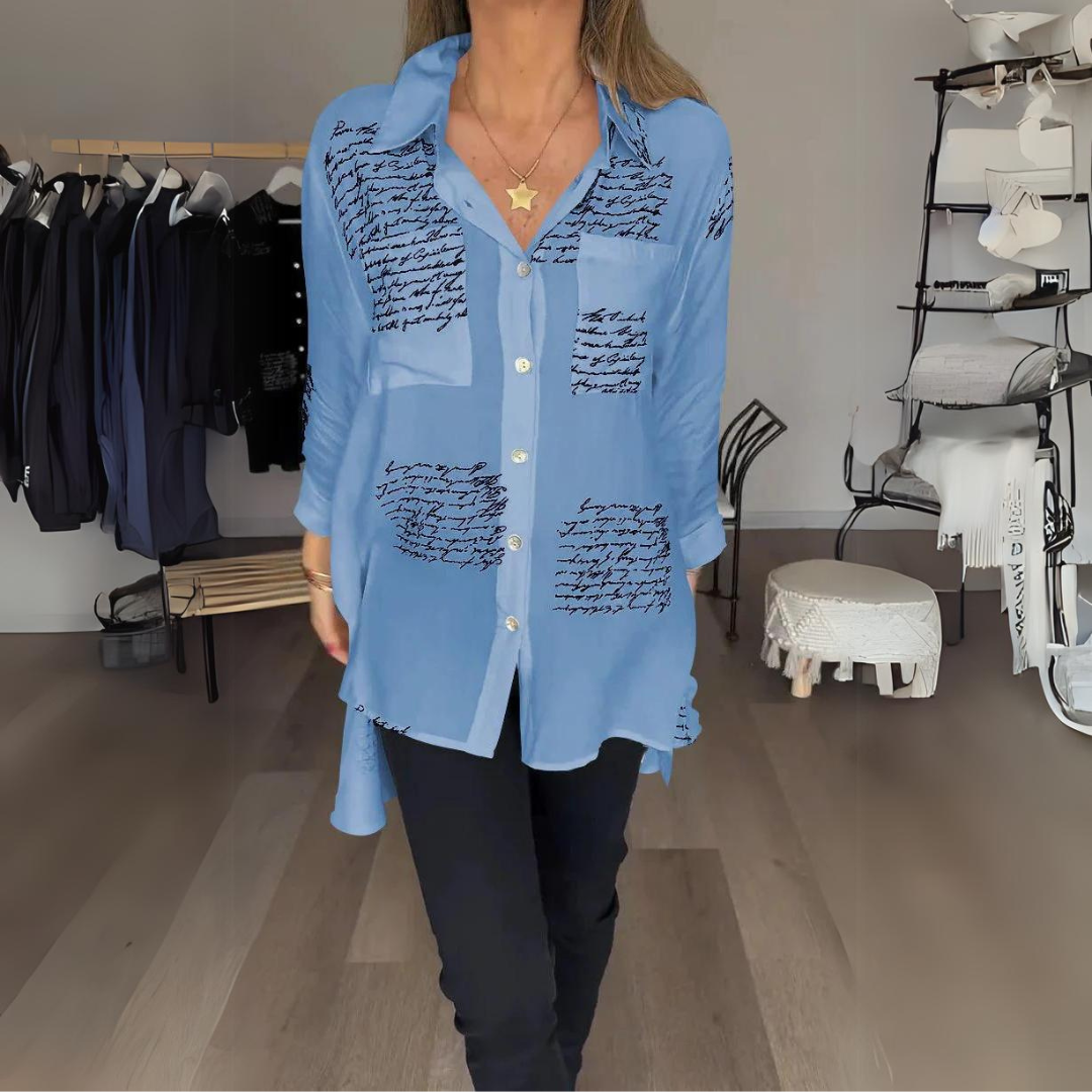 Carla | Women's Longline Handwritten Button-Up Shirt