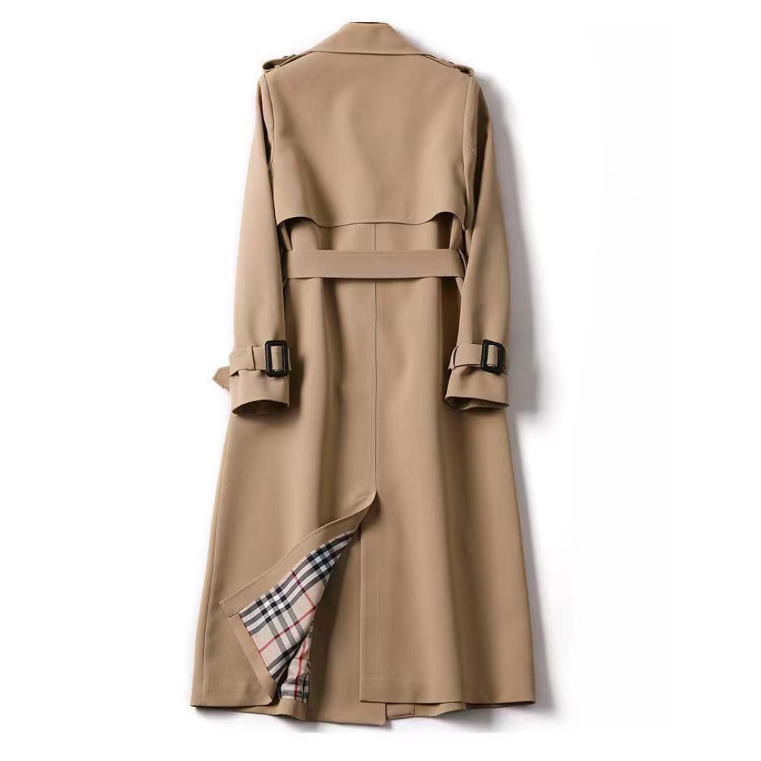 Valentina | Women's Checked Classic Trench Coat with Pockets