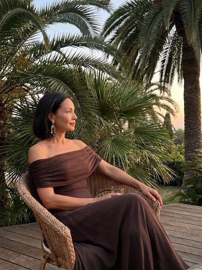 June | Women's Off Shoulder Draped Midi Dress