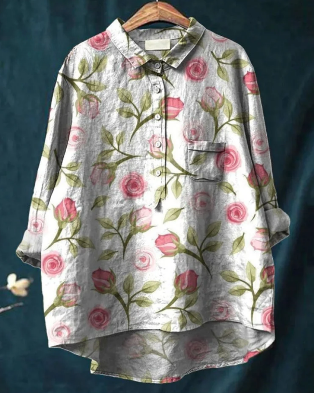 Jaclynn | Women's Floral Shirt with Ruffle Detail