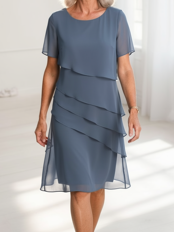 Linda | Women's Elegant Comfort Ruffle Midi Dress