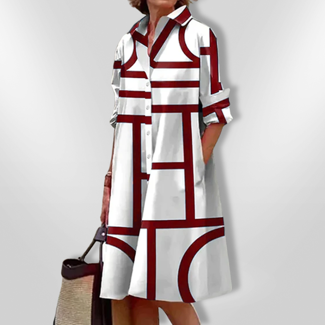Helena | Women's Timeless Geometric Patterned Midi Dress