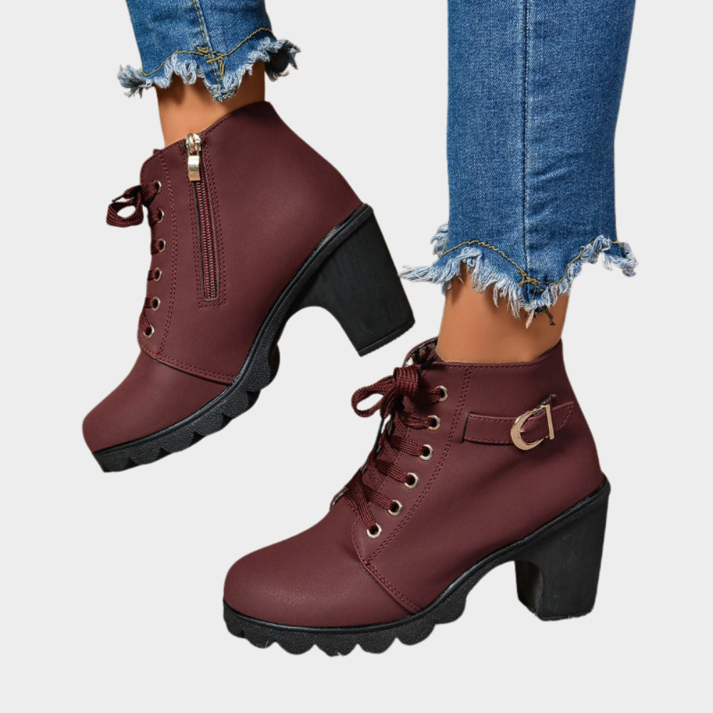 Kenna | Women's Cushioned Lace-Up Block Heel Ankle Boots
