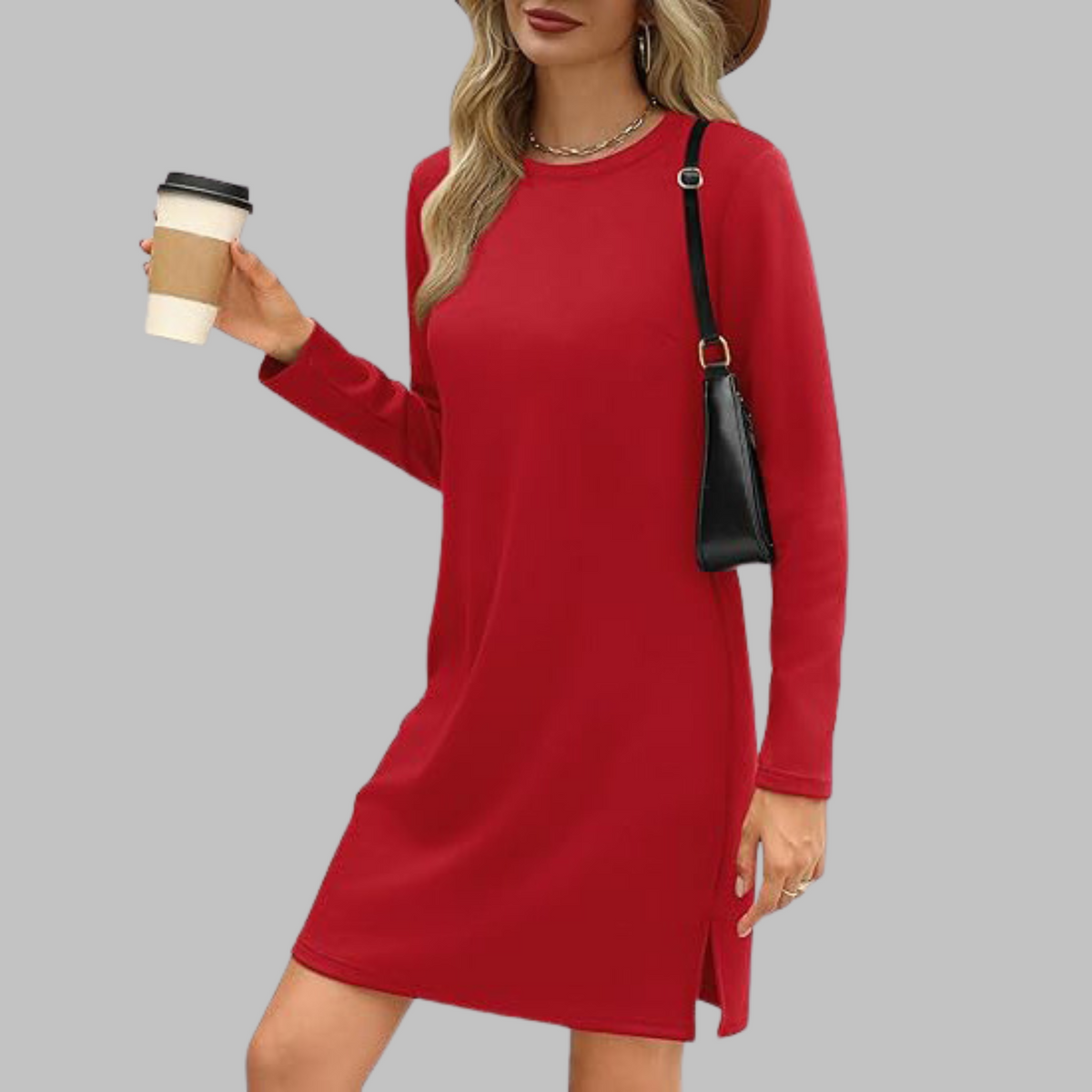 Talia | Women's Casual Long Sleeve Round Neck Mini Dress