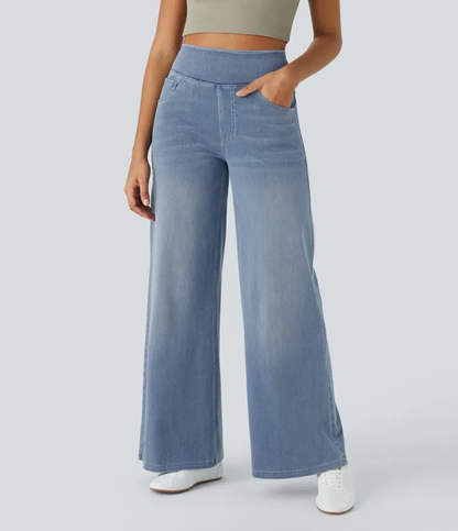 Quinn | Women's High Waisted Wide Leg Jeans with Pockets