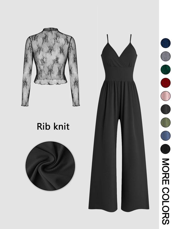 Maryam | Women's Solid Colour Top & Pocket Jumpsuit Ensemble