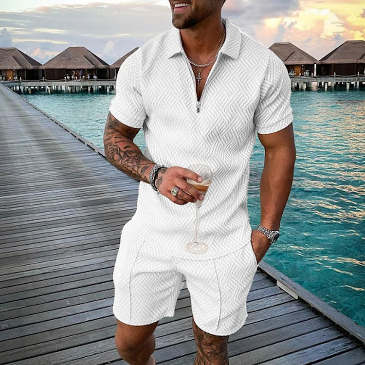 Tim | Men's Infinite White Poloshirt & Shorts Set