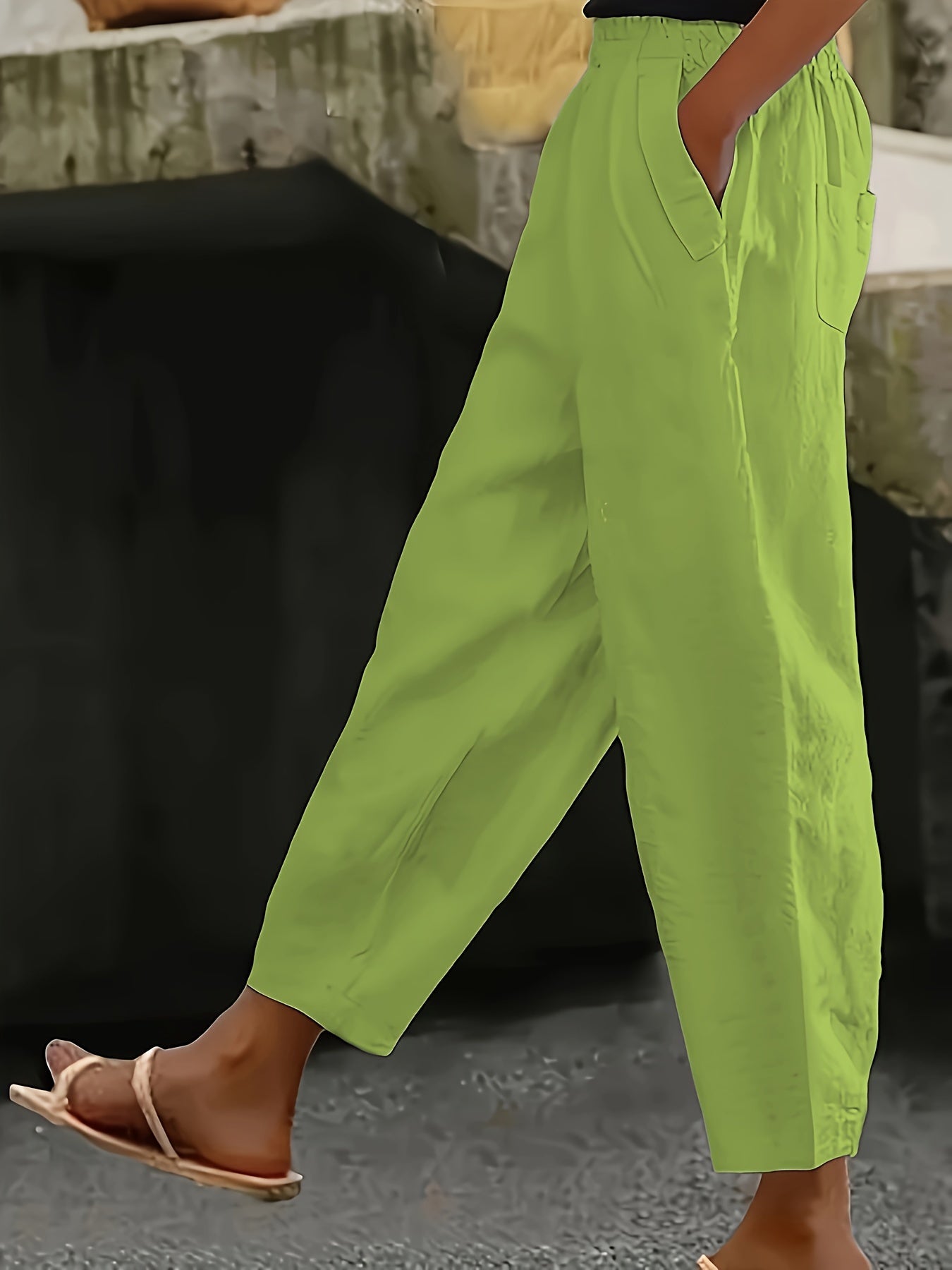 Rachel | Women's Comfy Elastic Waist Capris with Pockets