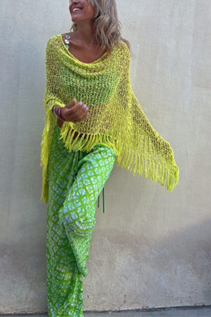 Women's Sunset Breeze Tassel Cover-Up with Hollow-Out Design