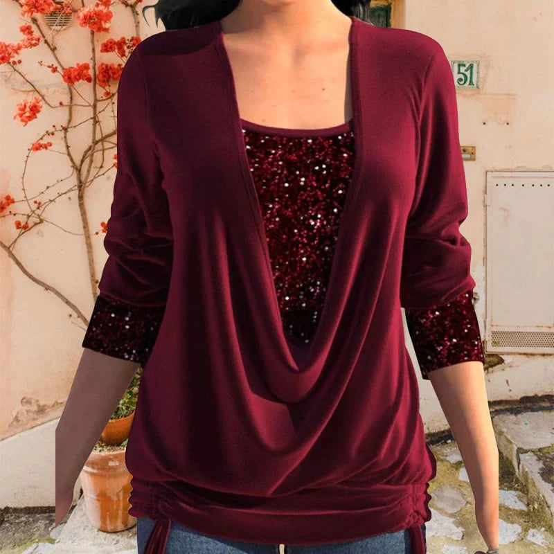 Kiara | Women's Cropped Long Sleeve Sequin Shirt
