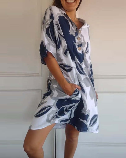 Bianca | Women's Relaxed Floral Shirt Dress with Pockets