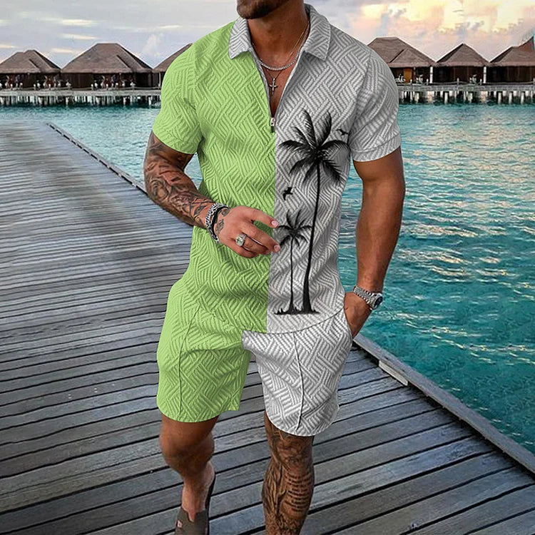 Nico | Men's Coconut Palm Polo Shirt & Shorts Set