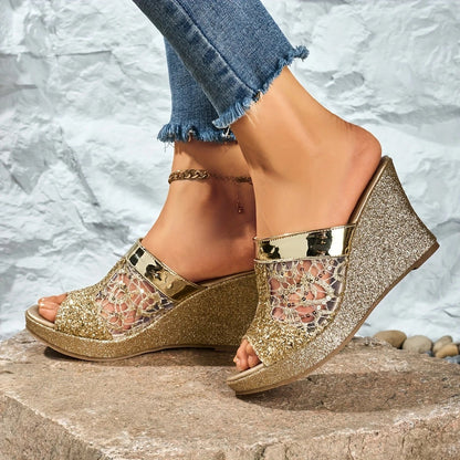 Alexis | Women's Open-Toe Elegant lace high-heeled sandals with Sequins