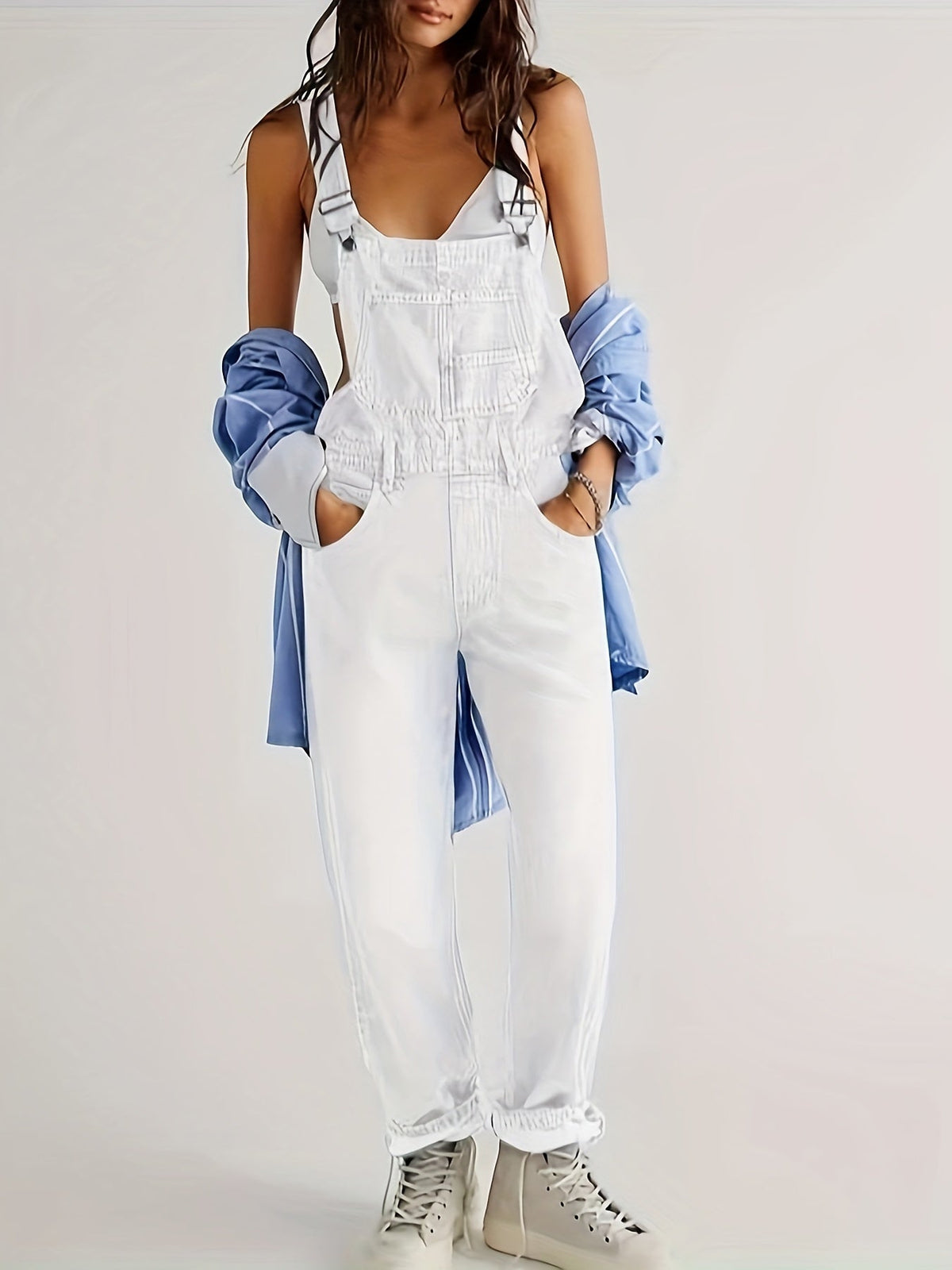 Wendy | Women's Relaxed Trendy Denim Overalls with Pockets