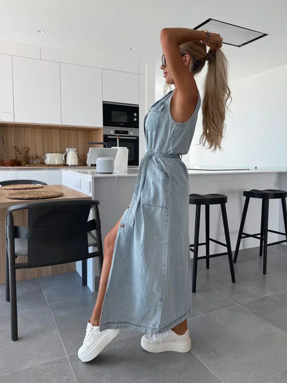 Diane | Women's Denim Maxi Dress