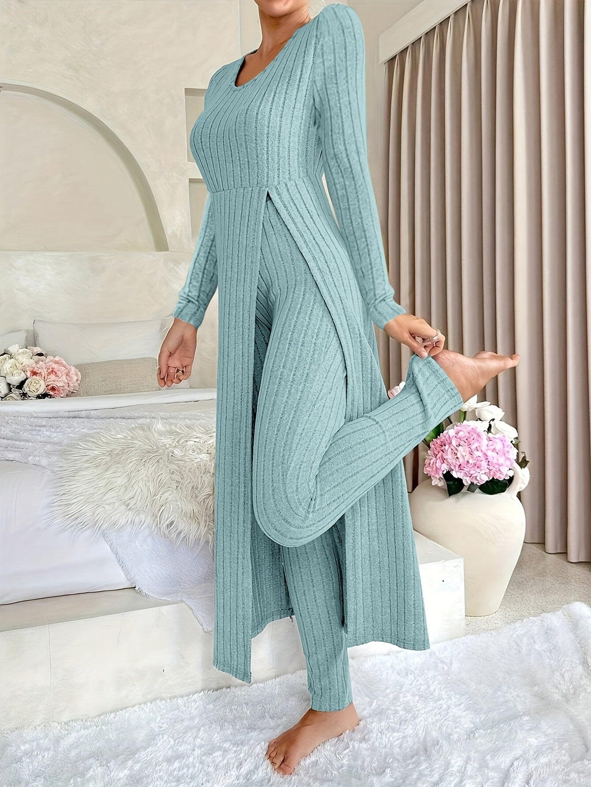Aldea | Women's Relaxed Cozy Two-Piece Ribbed Lounge Set