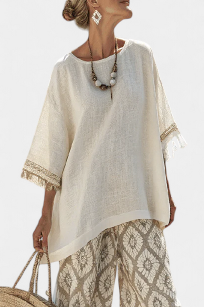 Ilaria | Women's Longline sophisticated top and casual trousers with Fringe