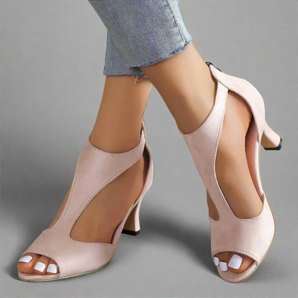 Annelie | Women's Open-Toe Premium Stiletto Sandals with Zipper