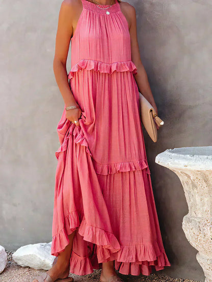 Sarah | Women's Halter Ruffle Maxi Dress (Almost Sold Out)