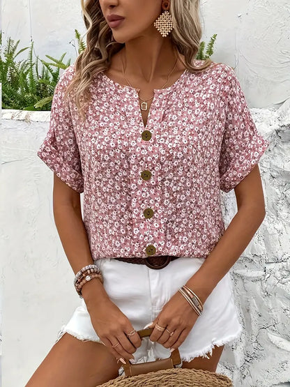 Verna | Women's Cropped Chic Floral Print Blouse