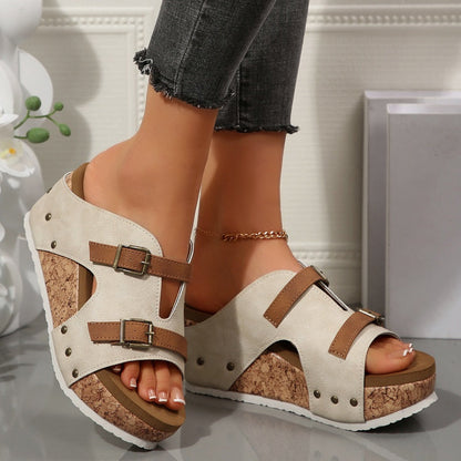Dahlia | Women's Breathable Open-Toe Fashionable Wedge Platform Sandals with Cut-Out