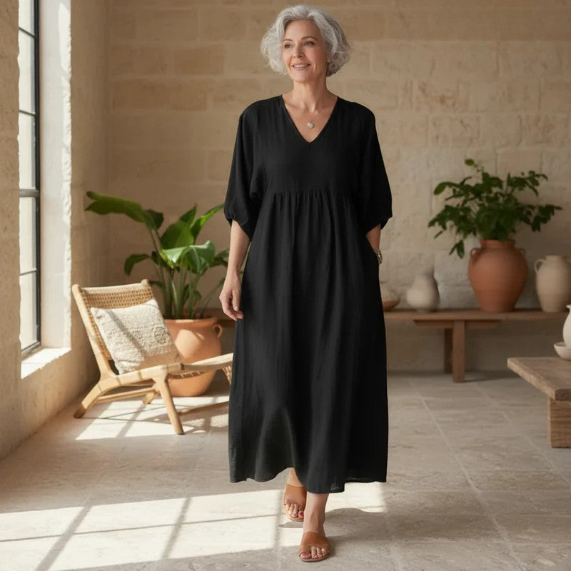 Hestia | Women's Classic Comfort Midi Dress with Pockets