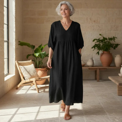 Hestia | Women's Classic Comfort Midi Dress with Pockets