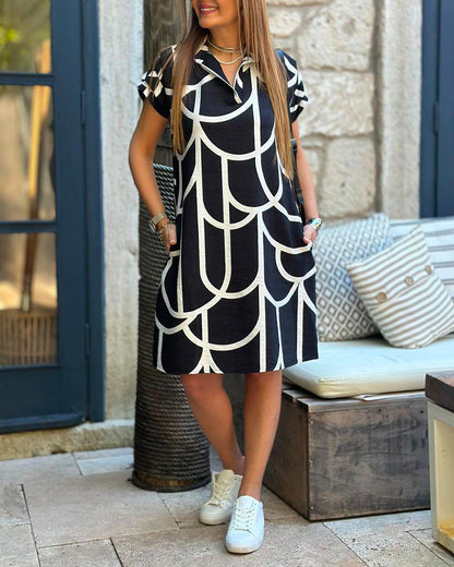 Ellanore | Women's Relaxed Geometric Print Polo Dress