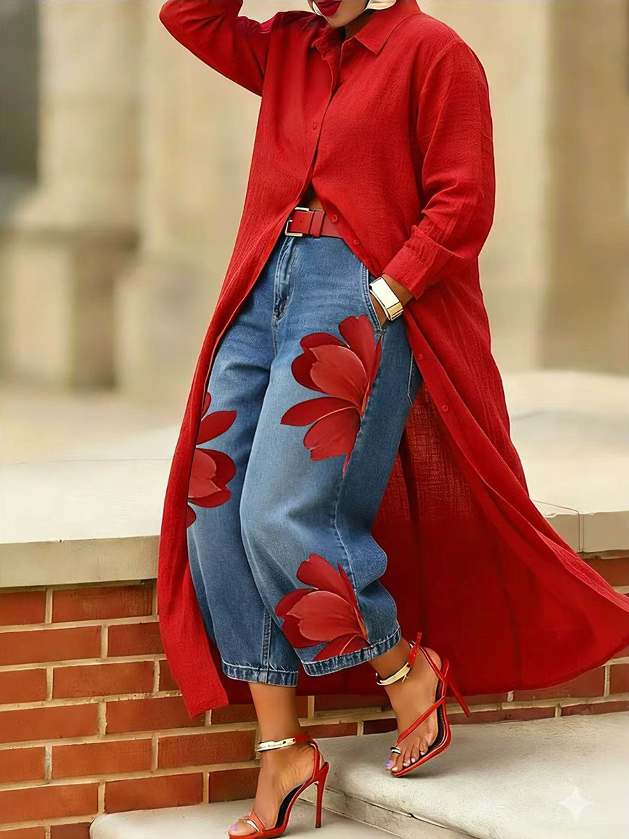 Sophia | Women's Elegant Flower Trousers with Pockets