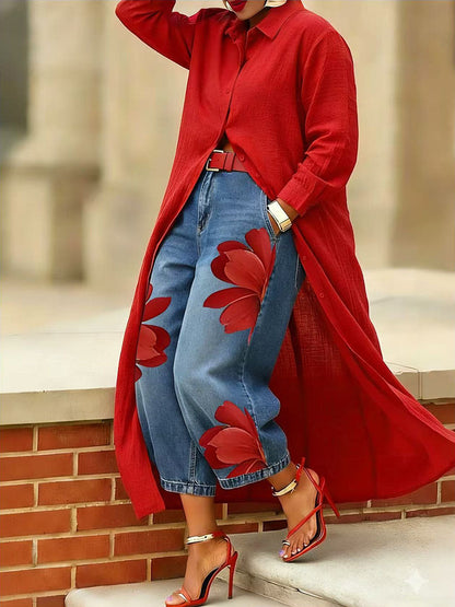 Sophia | Women's Elegant Flower Trousers with Pockets