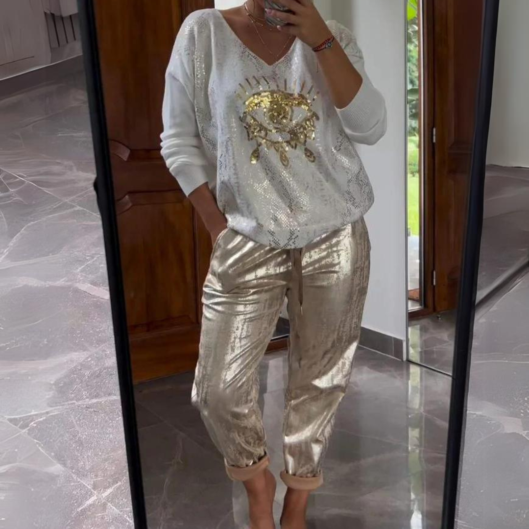 Giuseppina | Elegant Two-Piece Set: Blouse and Trousers
