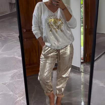 Giuseppina | Elegant Two-Piece Set: Blouse and Trousers