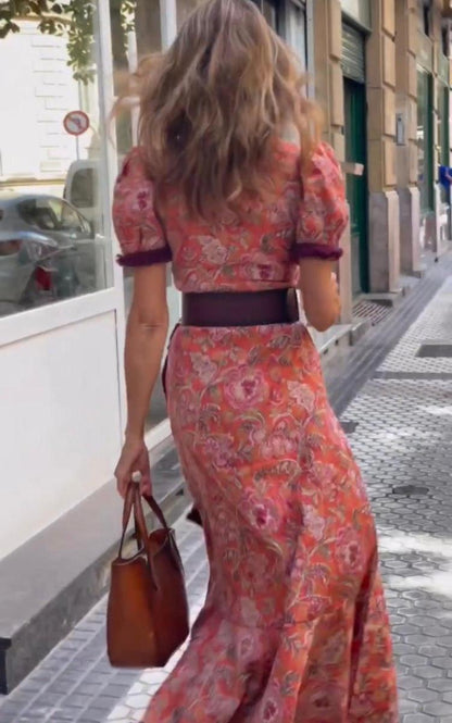 Hailey | Women's Elegant Pink Short Sleeve Maxi Dress