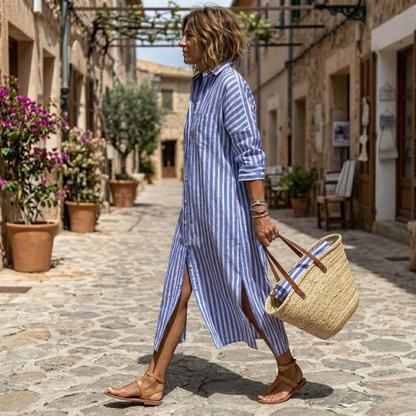 Women's Nichole Chic Striped Summer Midi Dress
