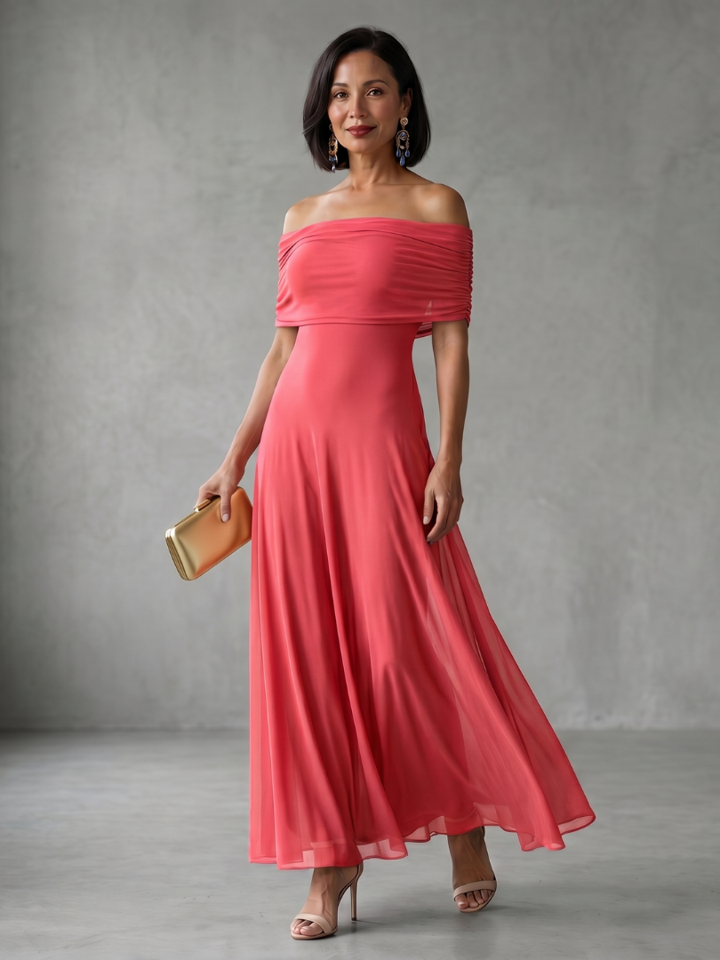 June | Women's Off Shoulder Draped Midi Dress
