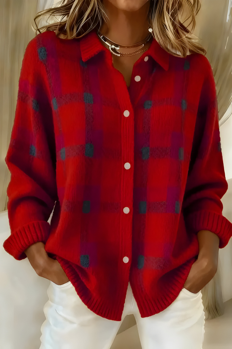 Tesa | Women's Relaxed Cozy Plaid Cardigan