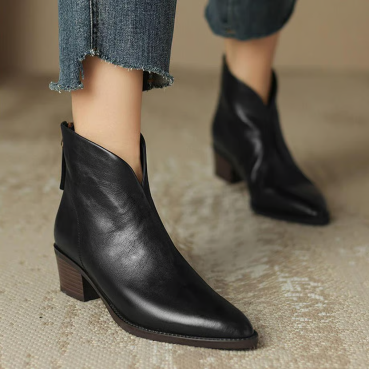 Celeste | Women's Cushioned Pointed-Toe Luxury Low-Heel Ankle Boots
