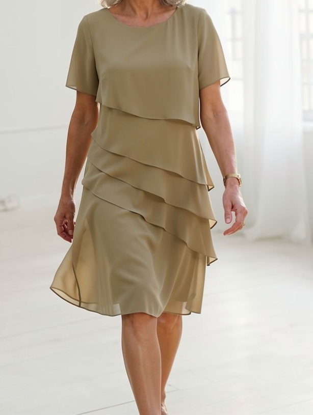Linda | Women's Elegant Comfort Ruffle Midi Dress