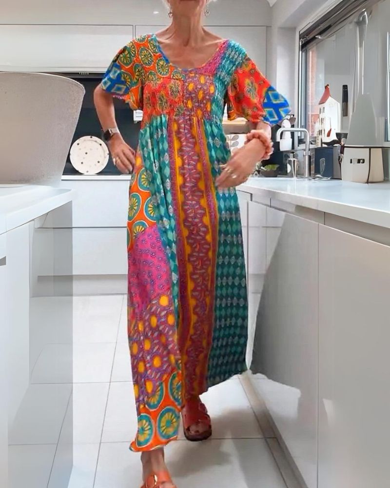 Melania | Women's Colourful Bohemian Maxi Dress