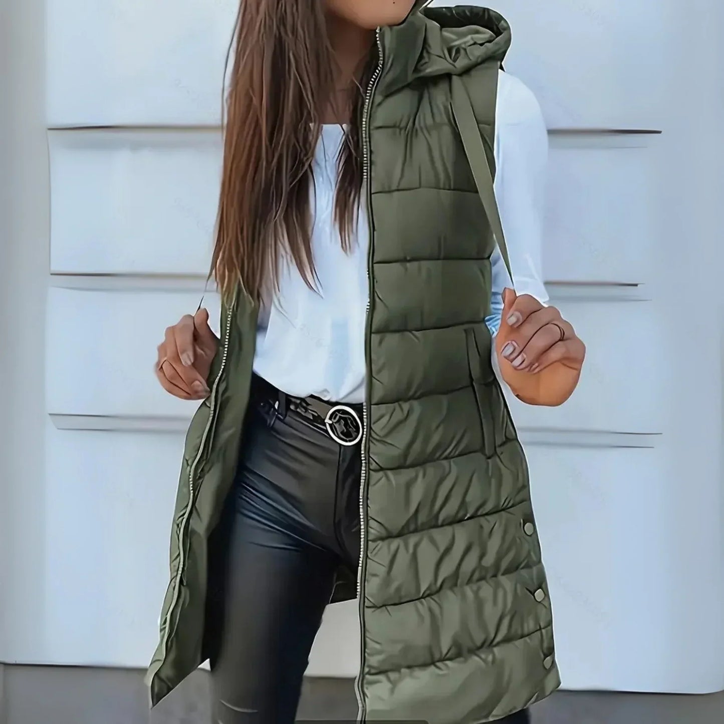 Romy | Women's Casual Sleeveless Hood Long Puffer Vest